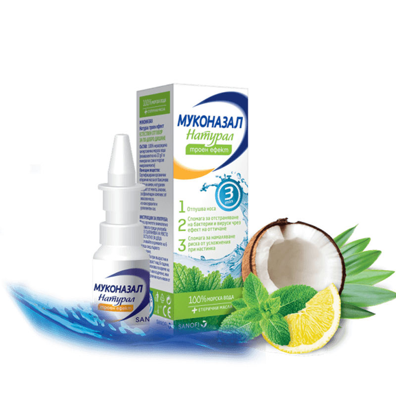 Muconasal® Натурал Троен ефект - натурален спрей при запушен нос